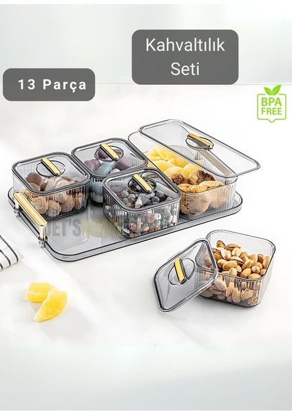 6’lı Kahvaltı Seti 13 Parça Kahvaltılık Bpa Free Sunumluk Şık Tepsili Kahvaltılık