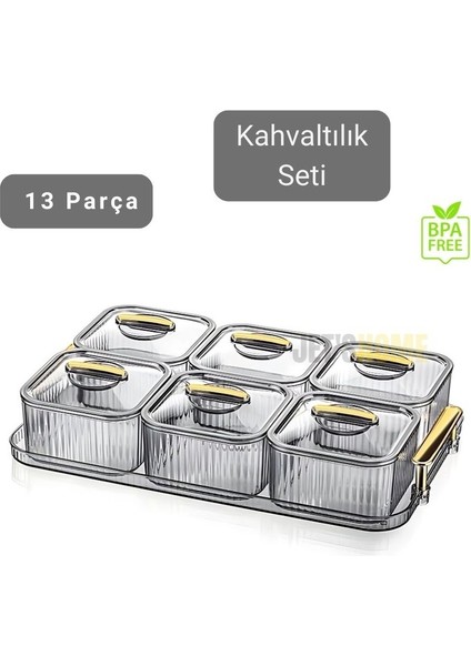 6’lı Kahvaltı Seti 13 Parça Kahvaltılık Bpa Free Sunumluk Şık Tepsili Kahvaltılık