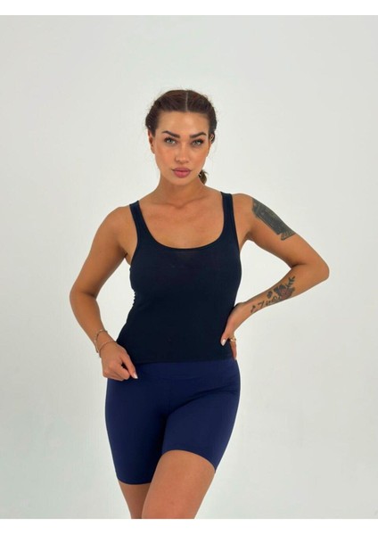Kaşkorse Kumaş Geniş Askılı Crop Bluz
