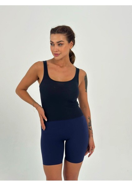 Kaşkorse Kumaş Geniş Askılı Crop Bluz