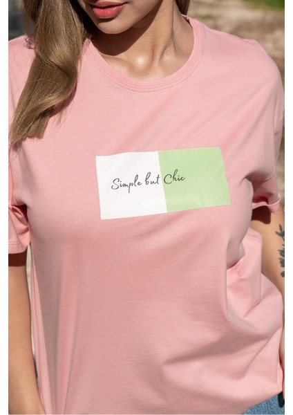 Kadın Oversize Fit Bisiklet Yaka Baskılı Kısa Kollu T-Shirt fiyatları