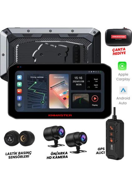 Motoplay 2000 – 6.25” 2k Çift Kameralı Kablosuz Carplay & Android Auto Destekli Motosiklet Multimedya Ekranı