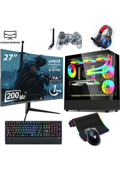 Nextgen H-X Ryzen 5 7500F 32GB 1tb M.2 Nvme Rtx 4060 8gb 27" 200HZ 240MM Sıvı Soğutma Oyuncu Masaüstü Bilgisayarı