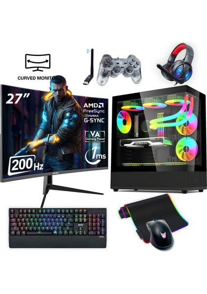 Nextgen K-X Ryzen 5 7500F 32GB 1tb M.2 Nvme Rtx 4070 Super 12GB 27" 200HZ 240MM Sıvı Soğutma Oyuncu Masaüstü Bilgisayarı