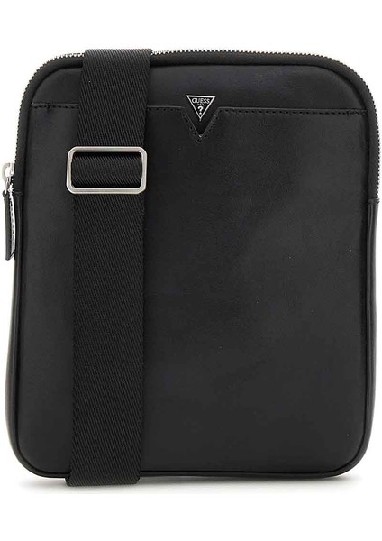 Erkek Frienze Crossbody Fl Mini Omuz Çantası - Siyah