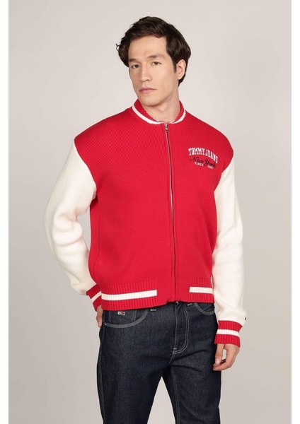 Erkek Tjm Baseball Hırka - Kırmızı