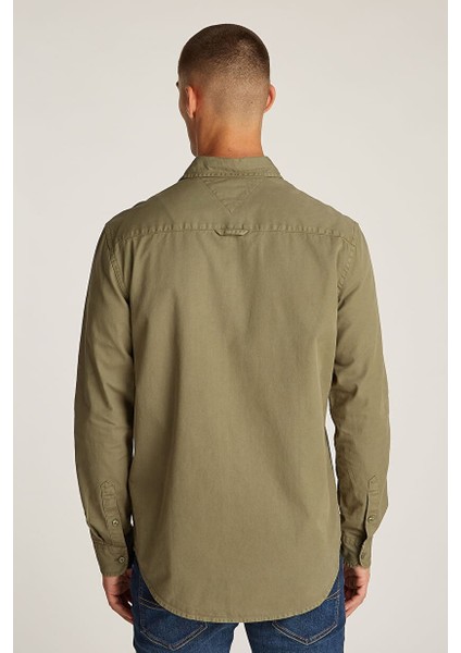 Erkek Tjm Regular Fit Düz Gömlek - Yeşil