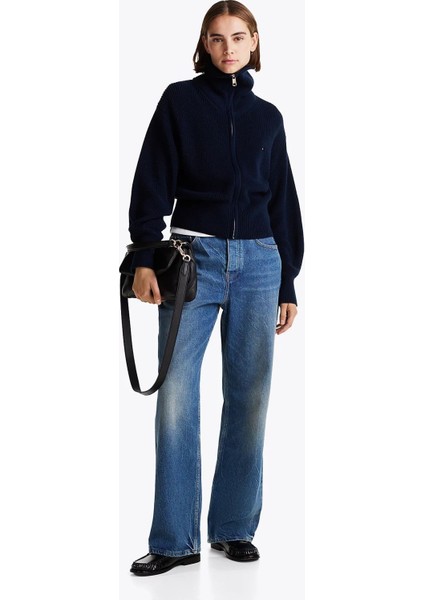 Kadın Th Cardigan Stitch Fermuarlı Hırka - Lacivert modelleri