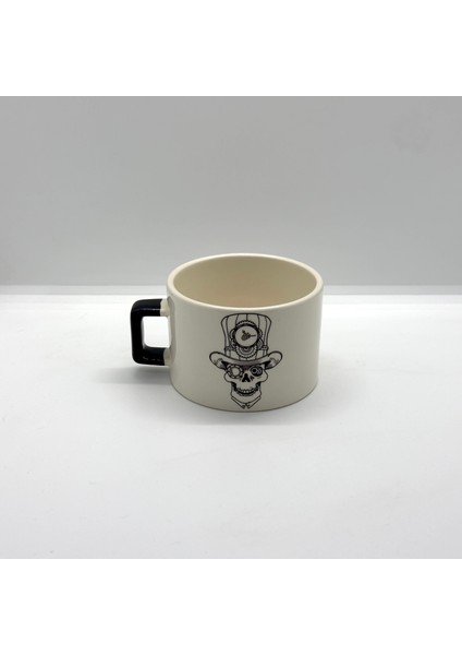Steampunk Skull Siyah U Kulplu Bardak