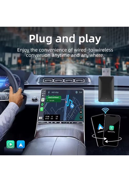 Araç Içi Apple Android Cihazlar Için Usb ve Type-c 2in1 USB Mini Carplay Adaptörü