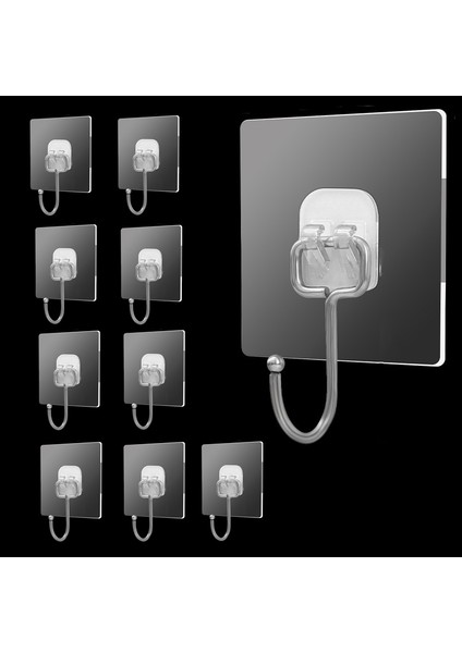 10 Adet/paket 2.75 Inç Kare Sf-Yapışkanlı Iz Kancaları (Yurt Dışından)