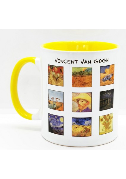 Vincent Van Gogh Tabloları Sarı Kulplu Bardak