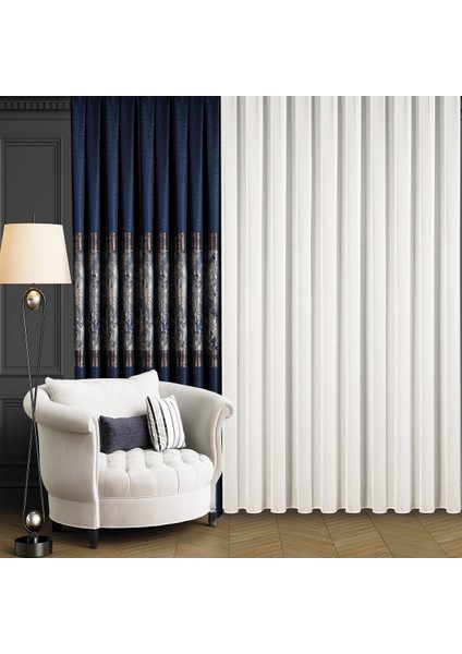 1/3 Sık Pile Bambu Ütü Istemez Açma Yapmaz Düz Tül Perde 120 x 270 cm Beyaz