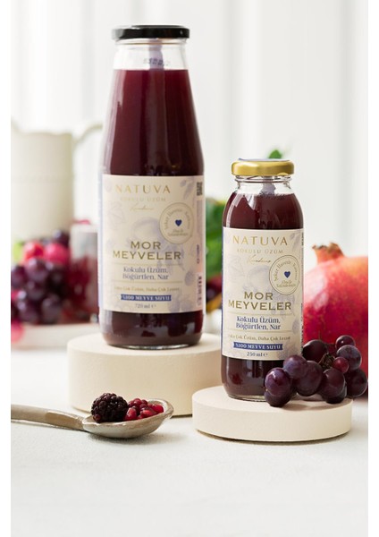 Mor Meyveler % 100 Meyve Suyu 720 ml ( Kokulu Üzüm, Böğürtlen, Nar )