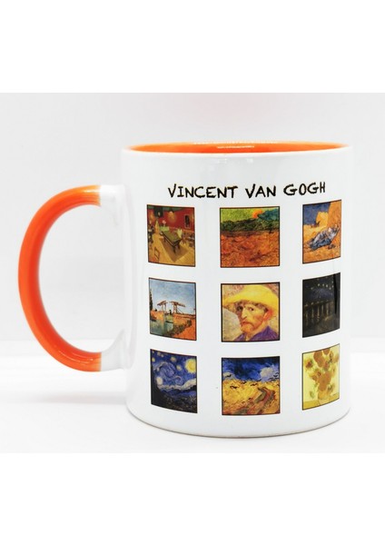 Vincent Van Gogh Tabloları Turuncu Kulplu Bardak