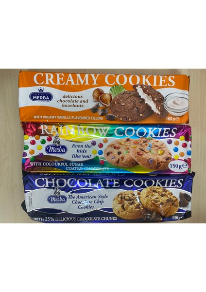 Creamy Cookies 160 gr + Rainbow Cookies 150 gr + Chocolate Cookies 150 gr