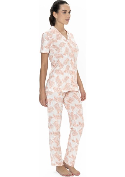 Kadın Düğmeli Pijama Takım, %50 Pamuk %50 Modal