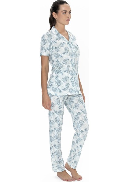 Kadın Düğmeli Pijama Takım, %50 Pamuk %50 Modal modelleri