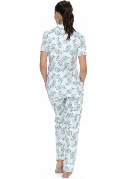 Kadın Düğmeli Pijama Takım, %50 Pamuk %50 Modal fırsatları