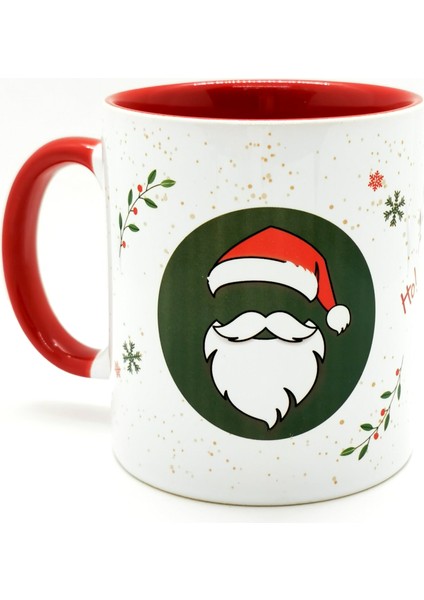 Yeşil Noel Baba Kokina Kar Taneli Yılbaşı Kulplu Bardak