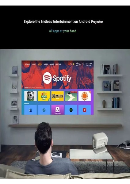 APR01 4K UHD Akıllı Taşınabilir LED Projeksiyon Cihazı Full Hd 2.4+5g Wi-Fi Ev Sineması Projeksiyonu indirimleri