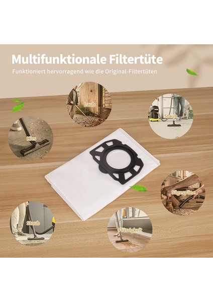 Wd4, Wd5, Wd6 Dokumasız Filtre Kfı 487 Için 15 Adet Elektrikli Süpürge Torbası, (Yurt Dışından)