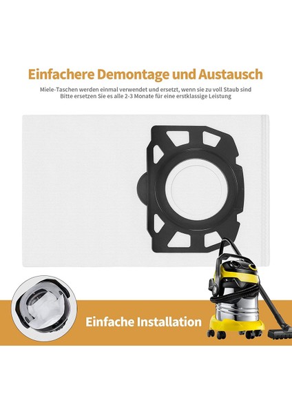 Wd4, Wd5, Wd6 Dokumasız Filtre Kfı 487 Için 15 Adet Elektrikli Süpürge Torbası, (Yurt Dışından)