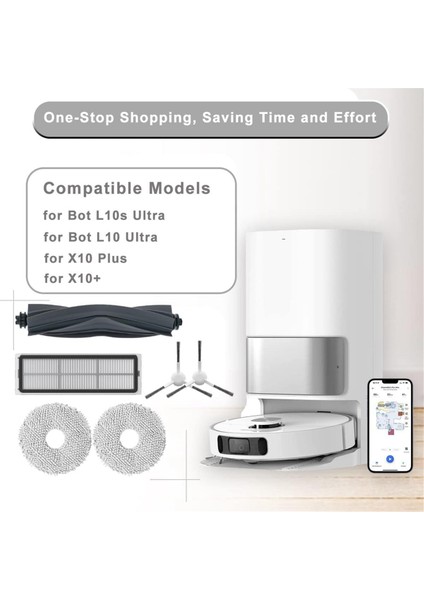 L10S Ultra / Pro L10 Için X10+ Elektrikli Süpürge Ana Yan Fırçalar Filtreler Paspas Bezi (Yurt Dışından)