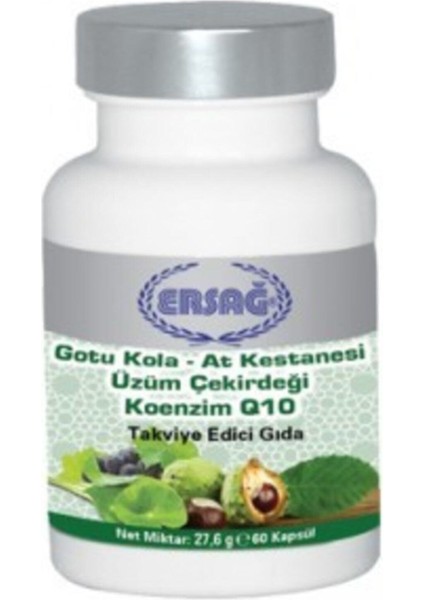 Gotu Kola, At Kestanesi, Üzüm Çekirdeği Ve Koenzim Q10 60 Kapsül