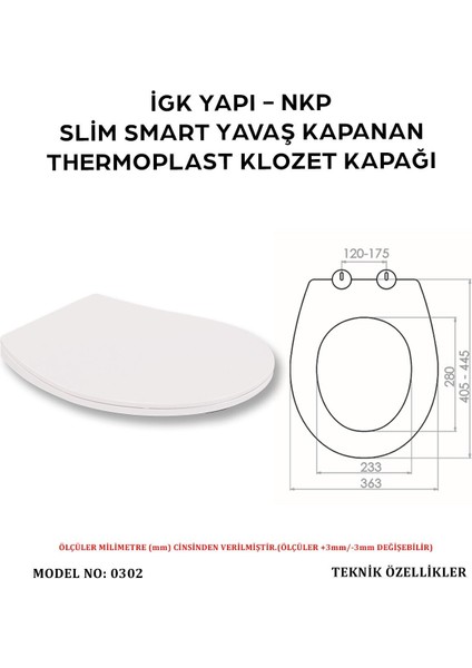 Igk Yapı - Nkp 0302 Slim Smart Yavaş Kapanan Thermoplast Klozet Kapağı