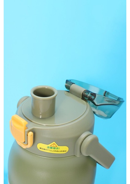 316 L Çelik Yeşil 800 ml Pipetli ve Kulplu Matara Suluk CIN945