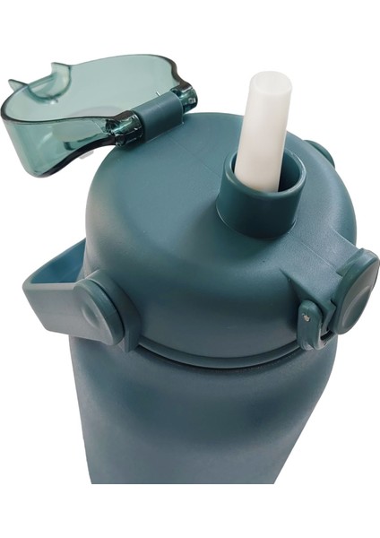 316 L Çelik Mavi 1000 ml Pipetli ve Kulplu Matara Suluk CIN912MV