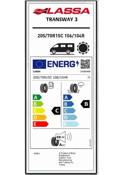 205/70 R15c 106/104r Transway 3 Hafif Ticari Yaz Lastiği (Üretim Yılı:2025)