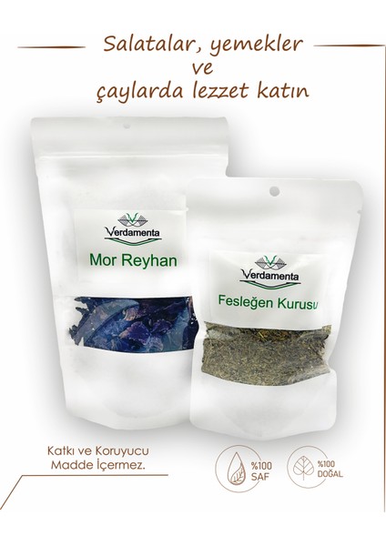Kuru Fesleğen ve Mor Reyhan 2'li Set - Aromatik ve Doğal Baharatlar (50 gr 20 gr) fiyatları