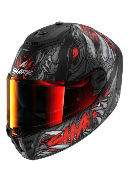 0331 Shark Spartan Rs Shaytan Mat Kapalı Kask Kırmızı Siyah Dövmeli