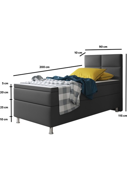 Miami Suni Deri 3 Lü Set (YATAK+BAZA+BAŞLIK)90X200 (Kapalı baza otel tipi)
