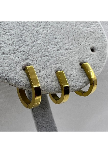 Çelik Gold Renk Üçlü Set Küpe