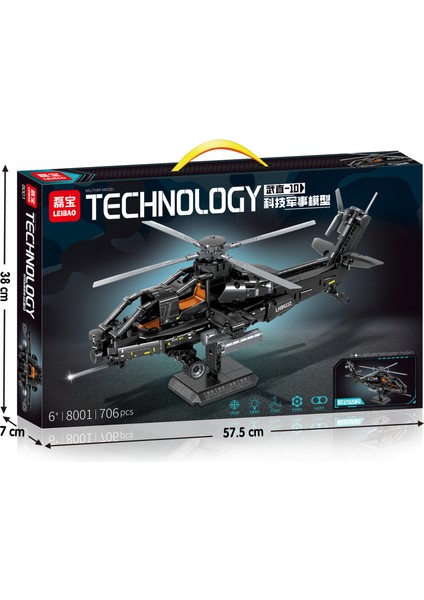 Helikopter Modeli Çocuk Yapı Oyuncağı Hediye Yapı Oyuncağı Model Yapım Seti 706 Parça (Yurt Dışından)