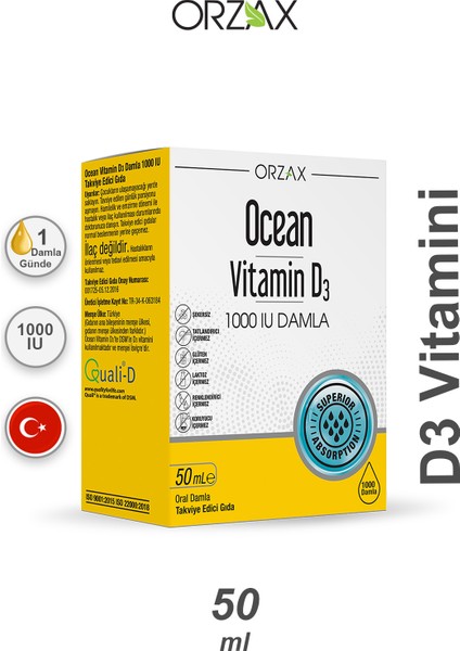 Ocean Vitamin D3 1000 Iu Damla 50 Ml