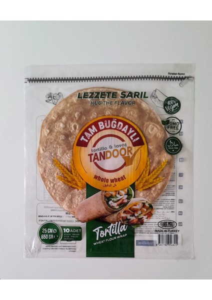 Tandoor Lavaş & Tortilla 1 Ad.tam Buğdaylı 10'lu 25 cm 650 gr + 1 Ad. Tam Tahıllı 6'lı 25 cm 390 gr