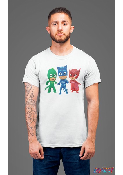 Pijimaske Piji Maske Catboy Gekko Owlett All Karakter Characters Unisex Tişört T-Shirt