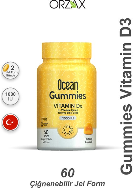 Ocean Gummies Vitamin D3 1000 Iu D3 Vitamini 60 Adet