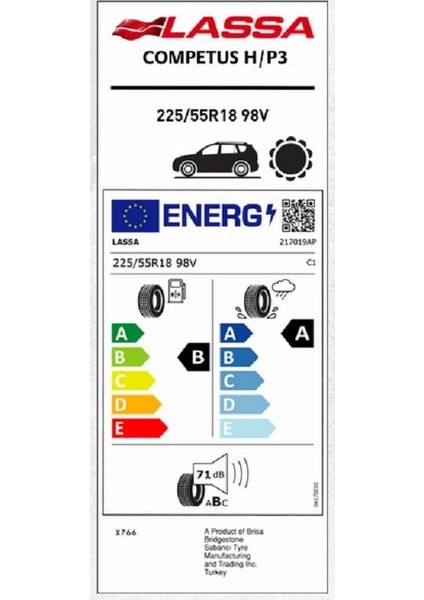 225/55 R18 98v Competus H/P3 4x4 Suv Oto Yaz Lastiği (Üretim Yılı:2025)