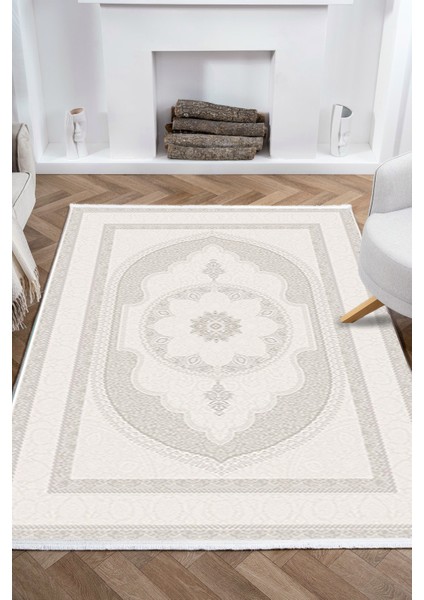 Nazende NZ008 Bej Yumuşak Dokulu Salon Mutfak Koridor Oturma Odası Yolluk Halı Makine Halısı