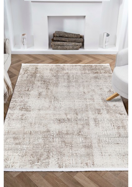 Nazende NZ009 Bej Yumuşak Dokulu Salon Mutfak Koridor Oturma Odası Yolluk Halı Makine Halısı