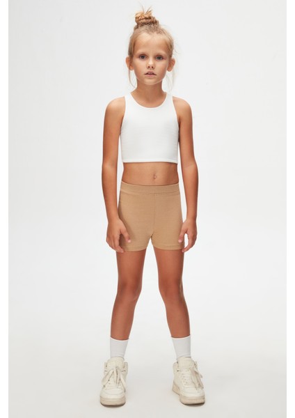 Sütlü Kahve Basic Kız Çocuk Dans Şort