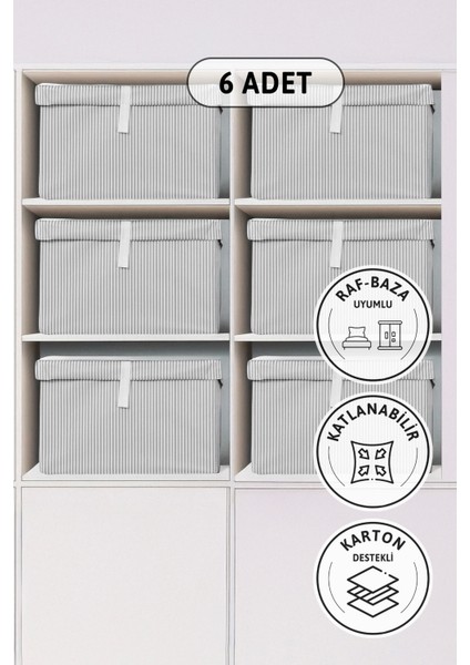 Kapaklı Mega Plus 6'lı Hurç 70 x 40 x 30 - Gri