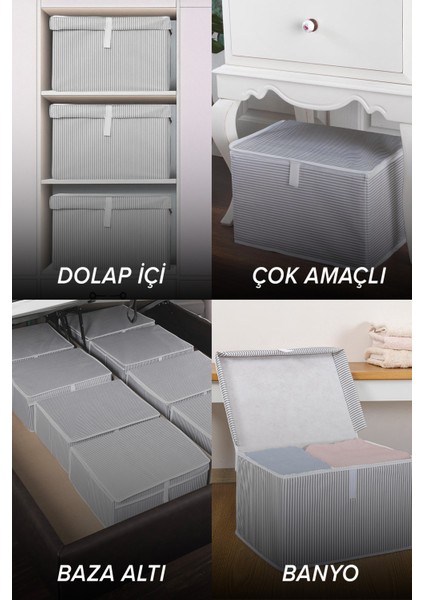 Kapaklı Mega Plus 6'lı Hurç 70 x 40 x 30 - Gri