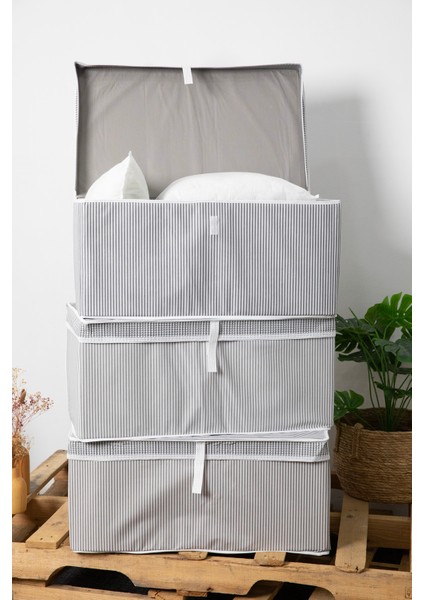Kapaklı Mega Plus 3'lü Hurç 70 x 40 x 30 - Gri