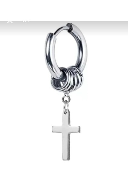 Çelik Küpe Erkek Küpe Sallantılı Haç Unisex Küpe